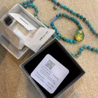 ست گردنبند و دستبند( سنگ فیروزه اصل و طلا ۱۸ عیار)