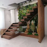 طراحی و اجرای پله چوبی دوبلکس و نرده چوبی