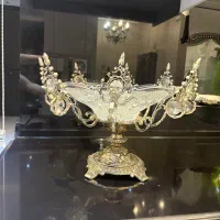 ظرف کریستال پایه برنج  عتیقه