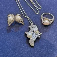 نیم ست و سرویس نقره مروارید با انگشتر مروارید نقره