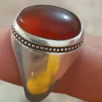 انگشتر نقره کاردست عقیق کهنه‌