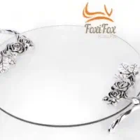 سرو میوه و شیرینی خوری دسته سیلور پایه