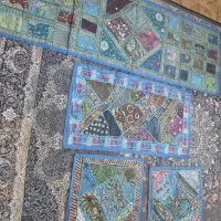 رومیزی کارشده وزیبا پارچه پرده ای