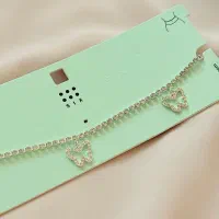 آویز کمر با پروانه نگینی نقره ای