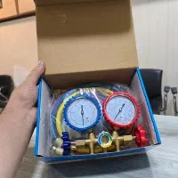 گیج برنجی دوقلو کولرگازی به سه عدد شلنگ
