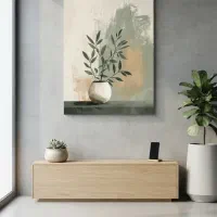 تابلو دکوراتیو مدرن مینیمال طرح گلدان و‌ گل