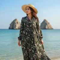پیراهن نخی ساحلی