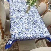 رومیزی ناهار خوری ۶ نفره گل آبی