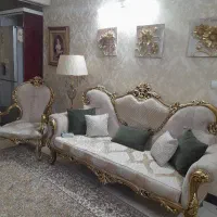 مبل استیل طلایی کرم