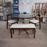 میزوصندلی نهارخوری مدل اسپرت نیمکتی تمام چوب4نفره