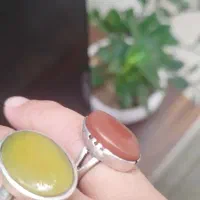 انگشتر عقیق یمن کهنه و عقیق زرد عقیق نباتی درشت