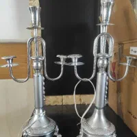 دو عدد شمعدانی نقره