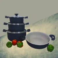 سرویس قابلمه گرانیتی ۷ پارچه نو و پلمپ کارتن سالم