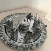چای خوری برنجی نگین  طرح فیروزه