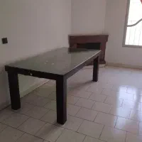 میز شش نفره نقش دار ، رویه شیشه ،