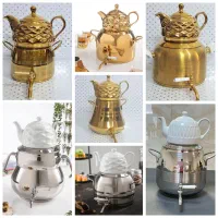 کتری قوری استیل وطلایی کفچدن طرح ترک ضخیم۲و۶و۸لیتر