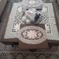 میز جلو مبلی همراه با شیشه و  ۲ تا عسلی