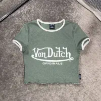 تیشرت کراپ اورجینال Y2K کبریتی نازک Von Dutch