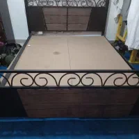 تخت دونفره فرفوژه و چوب