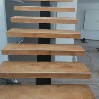 نرده استیل کفپله چوبی نرده چوبی خم صاف