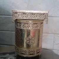 سطل آشغال و جا دستمال کاغذی طلایی