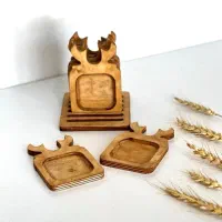 زیرلیوانی چوبی (طرح گوزن)