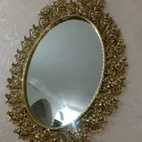 آینه فلزی طلایی قدیمی بارنگ ثابت 80سانتی