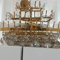 دو عدد لوستر کوچیک و بزرگ لوزی مانند با کریستال چی