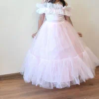 لباس عروس دخترانه صورتی کم رنگ بسیار ساده و شیک