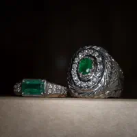 انگشتر زمرد کلکسیونی فاخر نقره
