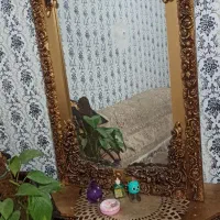 بوفه وساعت آینه شمعدون ست طلایی