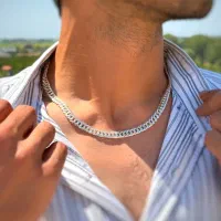 زنجیر نقره 925 مردانه وارداتی / کارتیه / هشت پر