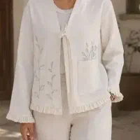 کت جنس لنین رنگ شیری