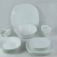 سرویس آرکوپال ۲۶ پارچه سفید لب طلایی مربع