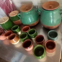 دیزی سفالی و کاسه ماست خوری