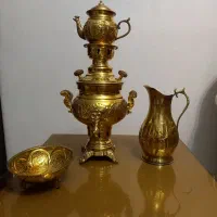 سرویس سماور و پاسماوری پارچ و قوری برنج اصل زنجان