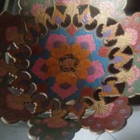 ظرف برنز کار دست نقاشی هندی پایه دار