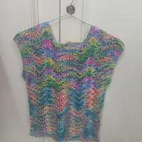 بلوز دست بافت رنگین کمانی نو نخ ابریشم اعلاء