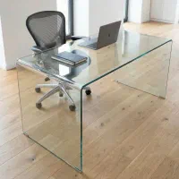 میز اداری شیشه ای خم -طراحی مینیمال + قیمت کارخانه
