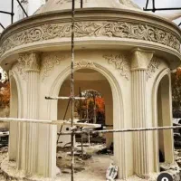 اجرای سیمانکاری نمارومی گنبد آبنما آلاچیق