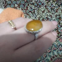 انگشتر شمس نگین اصلی رکاب نقره کار شده