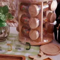 جا ادویه چوبی ۱۲ تایی گرد گردان