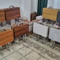 میز عسلی تاشو پایه فلزی و چوبی،قایقی و گرد کد S15