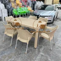 میز و صندلی پلاستیکی طرح حشمت نهارخوری باغی ویلایی
