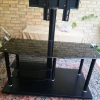 میز تلویزیون شیشه ای چوبی کاملآ سالم