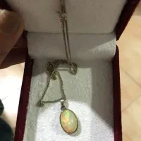 گردنبد نقره با سنگ جواهر اپال استرالیا