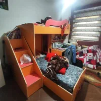 تخت دو طبقه mdf جا دار  با کفی و تشک سالم