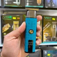 ریش تراش صفرزن خطزن آبی نمایشگر دار VGRماشین اصلاح