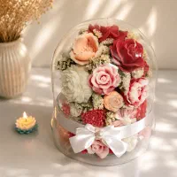باکس گل و پول و گیفت شمع قلمی عطری