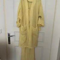 ست ساحلی مانتو زنانه رنگ لیمویی